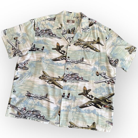 Kalaheo Mens Hawaiian Style WW2 American Bombers Planes Mens Shirt XL Ha… - Picture 5 of 5